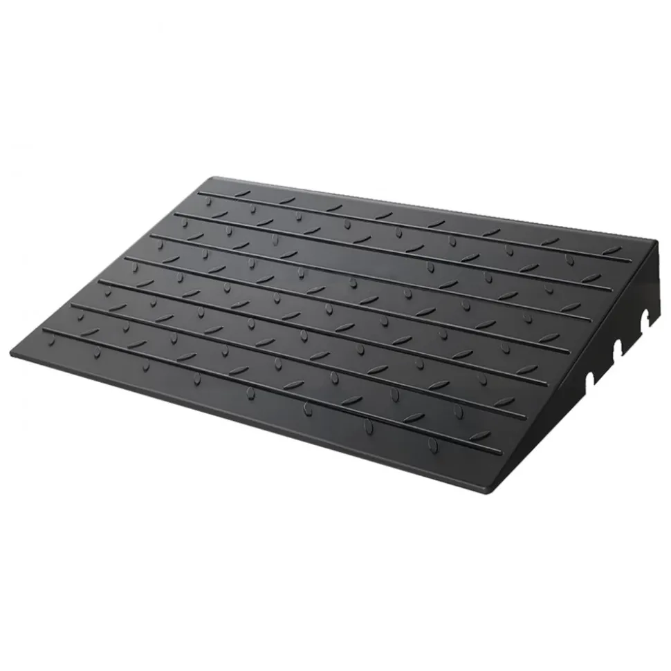 VEVOR Rubber Threshold Ramp, 2.6" Rise Threshold Ramp Doorway, 3 Channels Cord Cover Rubber Solid Threshold Ramp, Rubber Angled Entry Rated 2202 Lbs Load Capacity for Wheelchair and Scooter