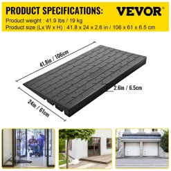 VEVOR Rubber Threshold Ramp, 2.6