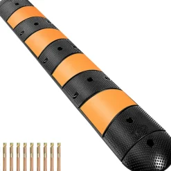 VEVOR Rubber Traffic Calming Device, Single Unit with Dual Channels, 72" Length Modular Design Supports Up to 22000 LBS, Dimensions 72.8 x 12.2 x 2.2, Suitable for Asphalt, Concrete, and Gravel Sur