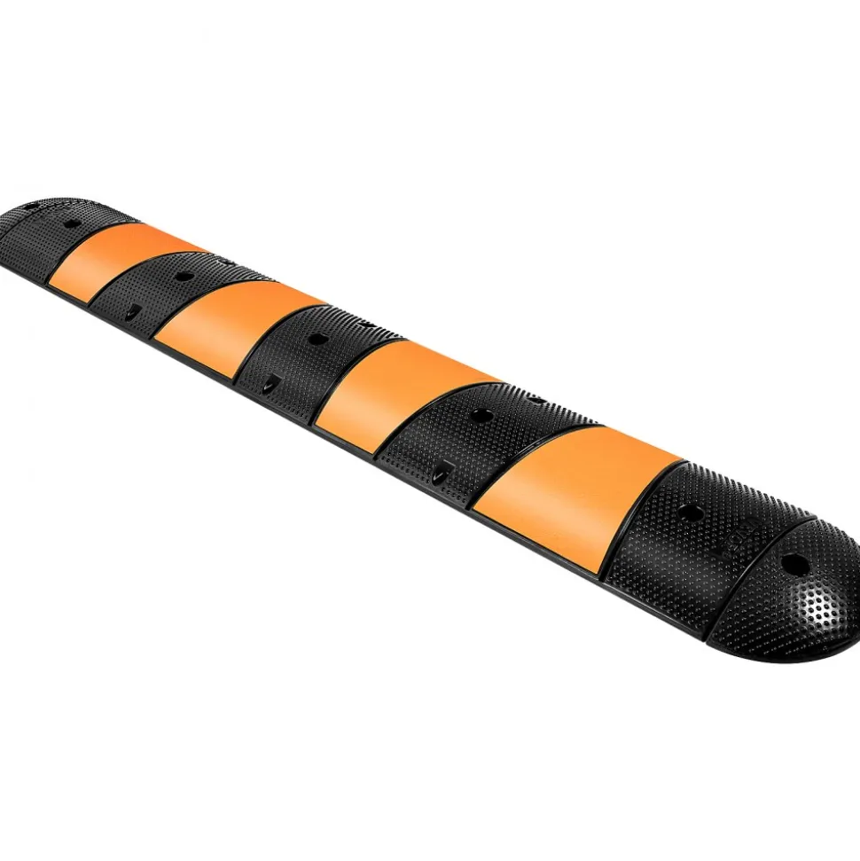 VEVOR Rubber Traffic Calming Device, Single Unit with Dual Channels, 72" Length Modular Design Supports Up to 22000 LBS, Dimensions 72.8 x 12.2 x 2.2, Suitable for Asphalt, Concrete, and Gravel Sur