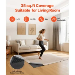 VEVOR Rug Pad 5 x 7 ft, Non-slip Carpet Area Pad, Rug Mat Padding with Dual Surface Felt Cushion & Rubber Gripper, Hardwood Floor Protection for All Floors, Finishes, Keeps Carpets in Place