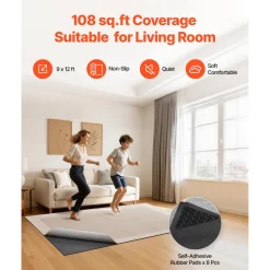 VEVOR Rug Pad 9 x 12 ft, Non-slip Carpet Area Pad, Rug Mat Padding with Dual Surface Felt Cushion & Rubber Gripper, Hardwood Floor Protection for All Floors, Finishes, Keeps Carpets in Place