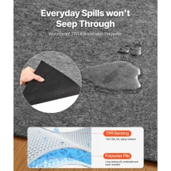 VEVOR Rug Pad 9 x 12 ft, Non-slip Carpet Area Pad, Rug Mat Padding with Dual Surface Felt Cushion & Rubber Gripper, Hardwood Floor Protection for All Floors, Finishes, Keeps Carpets in Place