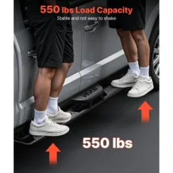 VEVOR Running Boards, 6 Inches Side Steps Compatible with 2015-2025 Ford F150 SuperCrew Cab, 2017-2025 Ford F150 SuperCrew Cab, Black Carbon Steel Nerf Bars, 550 lbs Load Capacity, Non-Slip Surface