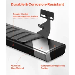 VEVOR Running Boards, 6 Inches Side Steps Compatible with 2009-2018 Dodge Ram 1500 Crew Cab, 2010-2025 Dodge Ram 2500 3500 Crew Cab(Not Fit 2019-2025 Ram 1500 New Body), Black Textured Aluminum Alloy Nerf Bars, 500 lbs Load Capacity