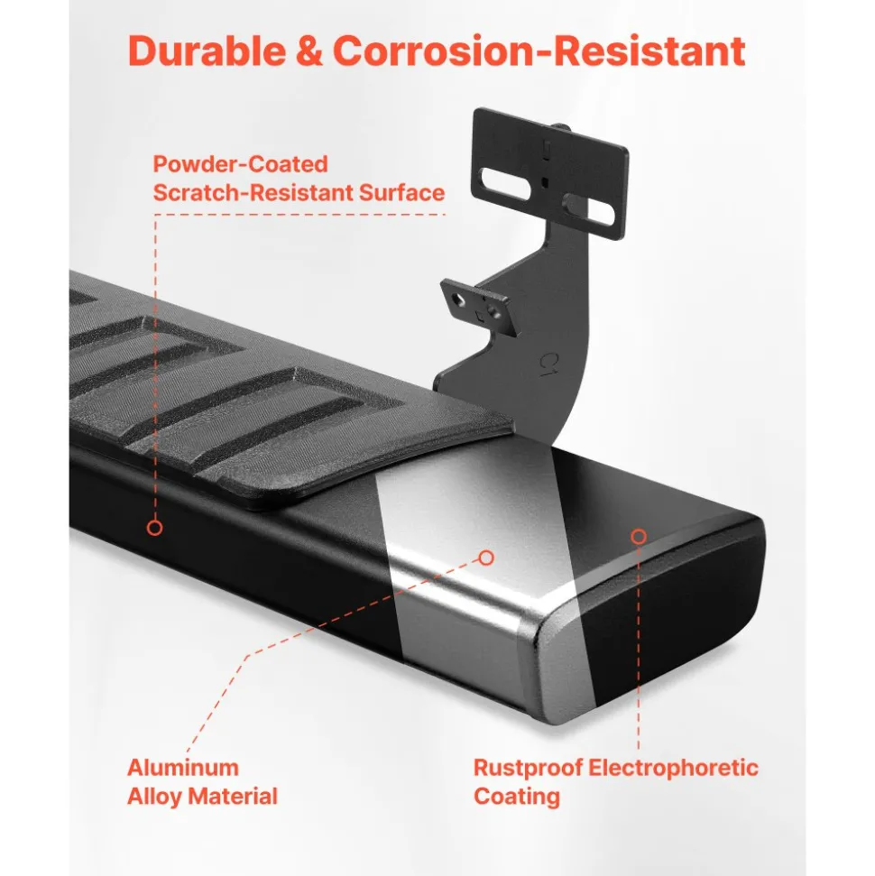 VEVOR Running Boards, 6 Inches Side Steps Compatible with 2019-2025 Chevy Silverado/GMC Sierra 1500 Crew Cab, 2020-2025 Chevy Silverado/GMC Sierra 2500HD 3500HD Crew Cab, Black Carbon Steel Nerf Bars