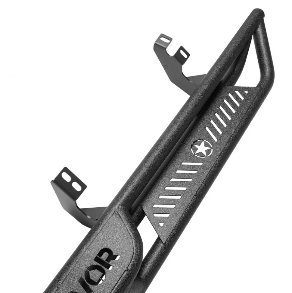 VEVOR Running Boards, 6 Inches Side Steps Compatible with 2024-2025 Toyota Tacoma Double Cab, Black Carbon Steel Nerf Bars, 550 lbs Load Capacity, Wide Non-Slip Hollow Surface with Rustproof Coating