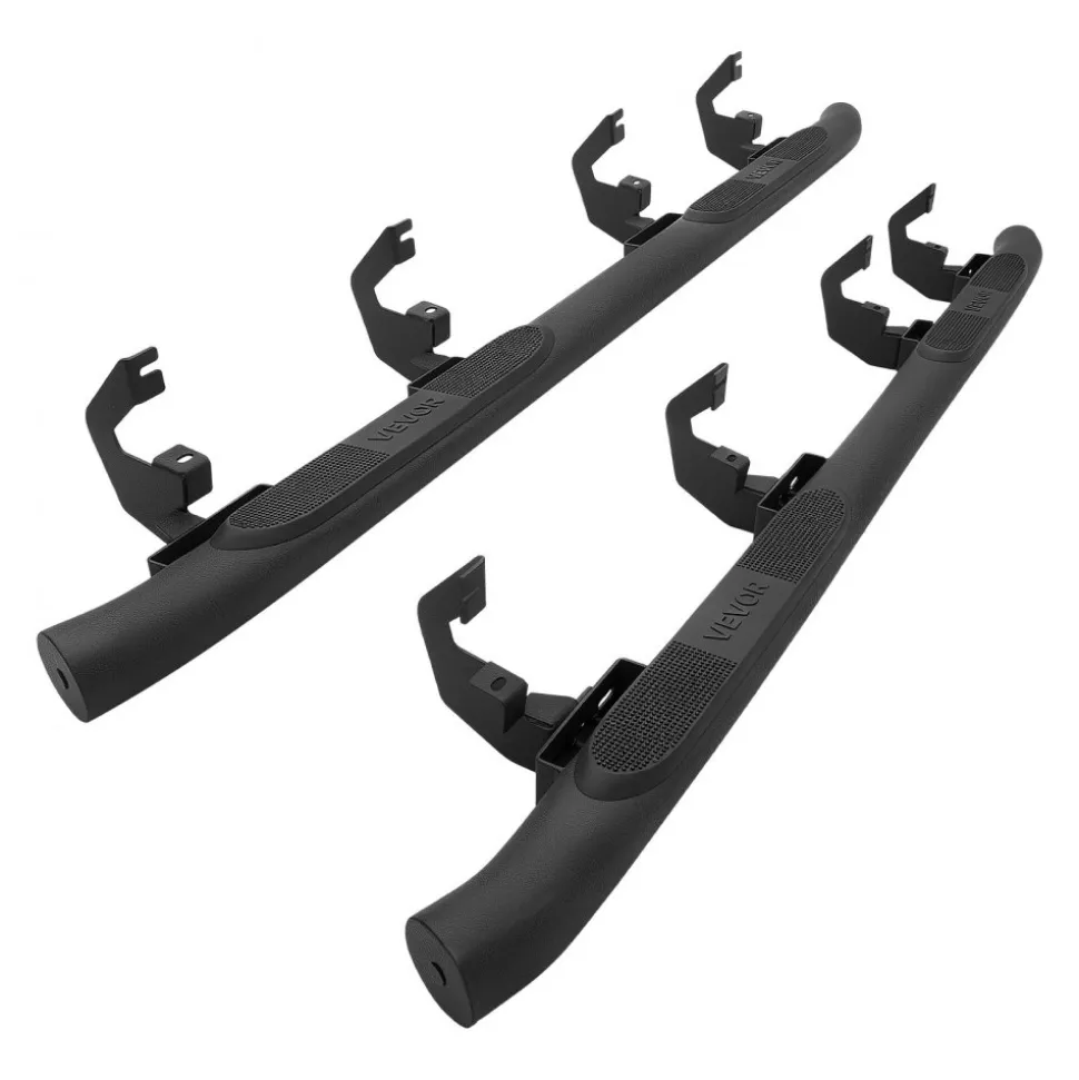 VEVOR Running Boards, 4 Inches Side Steps Compatible with 2015-2025 Chevy Colorado/GMC Canyon Crew Cab, Black Carbon Steel Nerf Bars, 550 lbs Load Capacity, Non-Slip Surface with Rustproof Coating