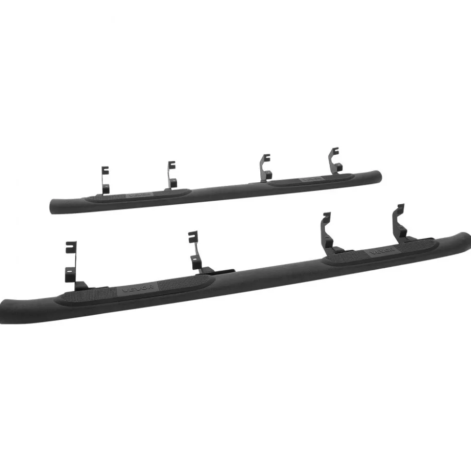 VEVOR Running Boards, 4 Inches Side Steps Compatible with 2015-2025 Chevy Colorado/GMC Canyon Crew Cab, Black Carbon Steel Nerf Bars, 550 lbs Load Capacity, Non-Slip Surface with Rustproof Coating