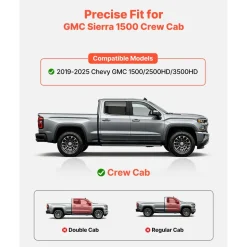 VEVOR Running Boards, 4 Inches Side Steps Compatible with 2015-2025 Chevy Colorado/GMC Canyon Crew Cab, Black Carbon Steel Nerf Bars, 550 lbs Load Capacity, Non-Slip Surface with Rustproof Coating