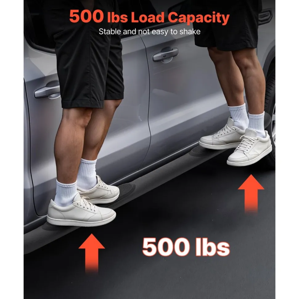 VEVOR Running Boards, 4 Inches Side Steps Compatible with 2015-2025 Chevy Colorado/GMC Canyon Crew Cab, Black Carbon Steel Nerf Bars, 550 lbs Load Capacity, Non-Slip Surface with Rustproof Coating