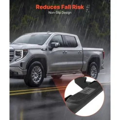 VEVOR Running Boards, 4 Inches Side Steps Compatible with 2015-2025 Chevy Colorado/GMC Canyon Crew Cab, Black Carbon Steel Nerf Bars, 550 lbs Load Capacity, Non-Slip Surface with Rustproof Coating