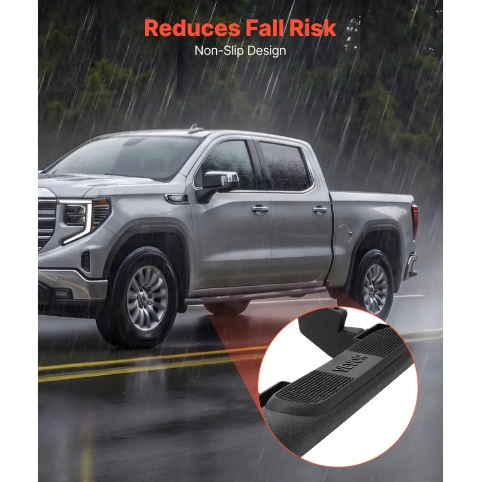 VEVOR Running Boards, 4 Inches Side Steps Compatible with 2015-2025 Chevy Colorado/GMC Canyon Crew Cab, Black Carbon Steel Nerf Bars, 550 lbs Load Capacity, Non-Slip Surface with Rustproof Coating