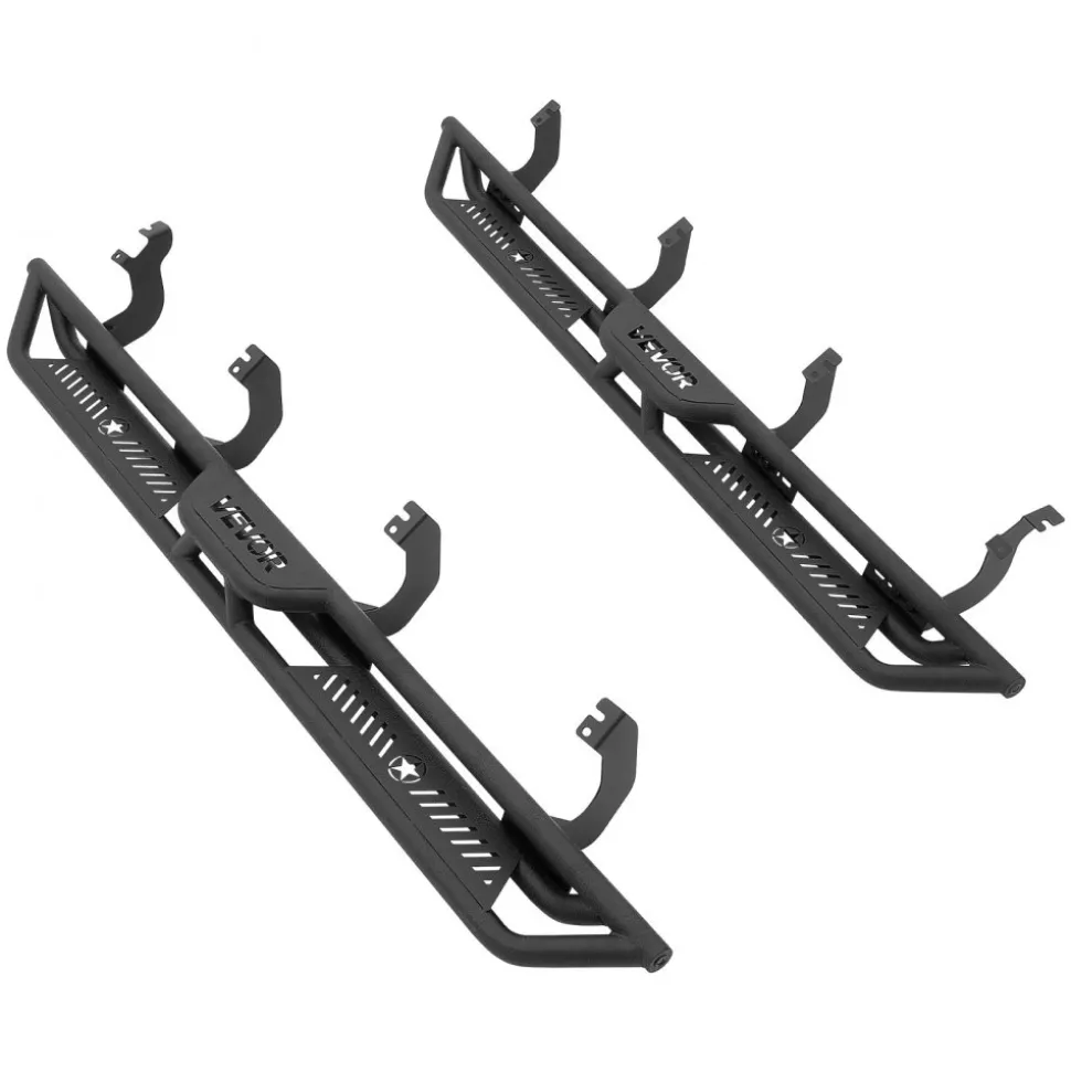 VEVOR Running Boards, 6 Inches Side Steps Compatible with 2022-2025 Toyota Tundra CrewMax Cab, Black Carbon Steel Nerf Bars, 550 lbs Load Capacity, Wide Non-Slip Hollow Surface with Rustproof Coating