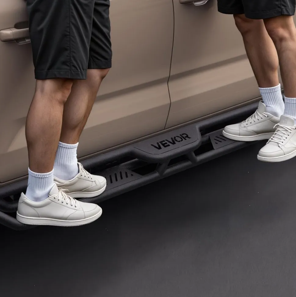 VEVOR Running Boards, 6 Inches Side Steps Compatible with 2022-2025 Toyota Tundra CrewMax Cab, Black Carbon Steel Nerf Bars, 550 lbs Load Capacity, Wide Non-Slip Hollow Surface with Rustproof Coating