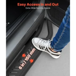 VEVOR Running Boards, 6 Inches Side Steps Compatible with 2022-2025 Toyota Tundra CrewMax Cab, Black Carbon Steel Nerf Bars, 550 lbs Load Capacity, Wide Non-Slip Hollow Surface with Rustproof Coating
