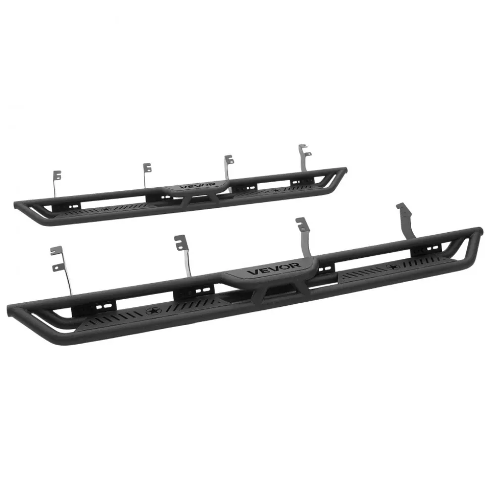 VEVOR Running Boards, 6 Inches Side Steps Compatible with 2022-2025 Toyota Tundra CrewMax Cab, Black Carbon Steel Nerf Bars, 550 lbs Load Capacity, Wide Non-Slip Hollow Surface with Rustproof Coating