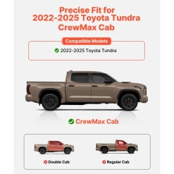 VEVOR Running Boards, 6 Inches Side Steps Compatible with 2022-2025 Toyota Tundra CrewMax Cab, Black Carbon Steel Nerf Bars, 550 lbs Load Capacity, Wide Non-Slip Hollow Surface with Rustproof Coating