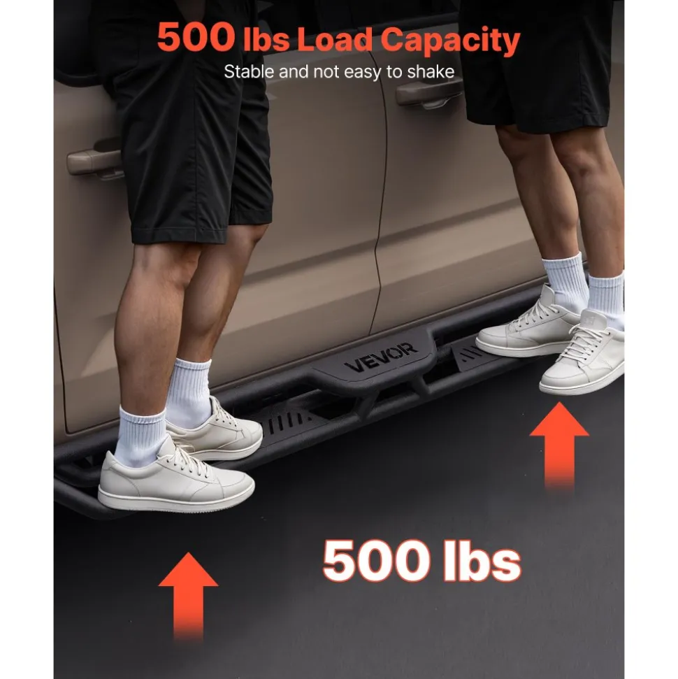 VEVOR Running Boards, 6 Inches Side Steps Compatible with 2022-2025 Toyota Tundra CrewMax Cab, Black Carbon Steel Nerf Bars, 550 lbs Load Capacity, Wide Non-Slip Hollow Surface with Rustproof Coating
