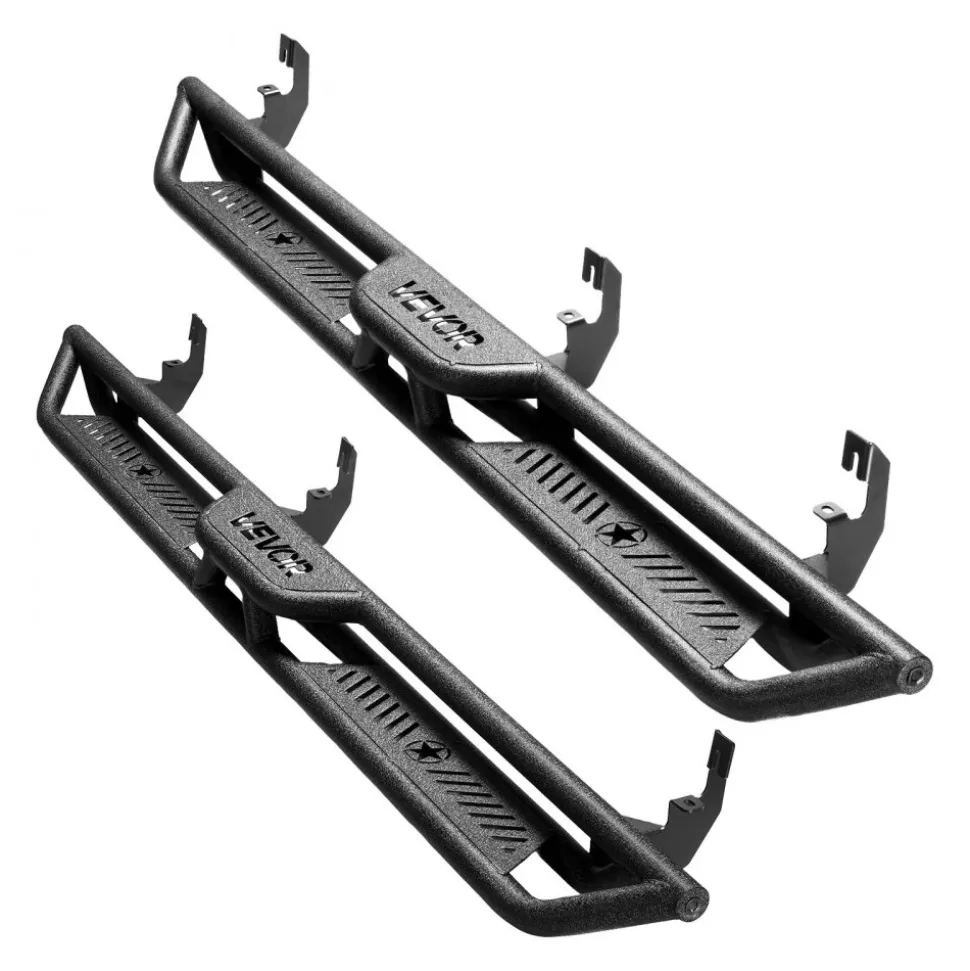 VEVOR Running Boards, 6 Inches Side Steps Compatible with 2015-2025 Chevy Colorado/GMC Canyon Crew Cab, Black Carbon Steel Nerf Bars, 550 lbs Load Capacity, Non-Slip Hollow Surface Rustproof Coating