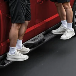 VEVOR Running Boards, 6 Inches Side Steps Compatible with 2015-2025 Chevy Colorado/GMC Canyon Crew Cab, Black Carbon Steel Nerf Bars, 550 lbs Load Capacity, Non-Slip Hollow Surface Rustproof Coating