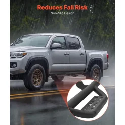 VEVOR Running Boards, 4 Inches Side Steps Compatible with 2024-2025 Toyota Tacoma Double Cab, Black Carbon Steel Nerf Bars, 550 lbs Load Capacity, Wide Non-Slip Hollow Surface with Rustproof Coating
