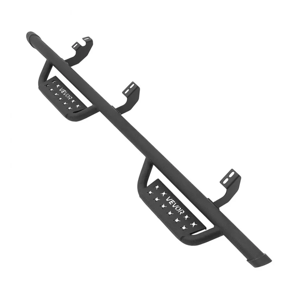 VEVOR Running Boards, 4 Inches Side Steps Compatible with 2024-2025 Toyota Tacoma Double Cab, Black Carbon Steel Nerf Bars, 550 lbs Load Capacity, Wide Non-Slip Hollow Surface with Rustproof Coating