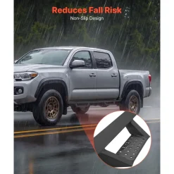 VEVOR Running Boards, 6 Inches Side Steps Compatible with 2007-2018 Jeep Wrangler JK 4 Door, Black Carbon Steel Nerf Bars, 550 lbs Load Capacity, Wide Non-Slip Hollow Surface with Rustproof Coating