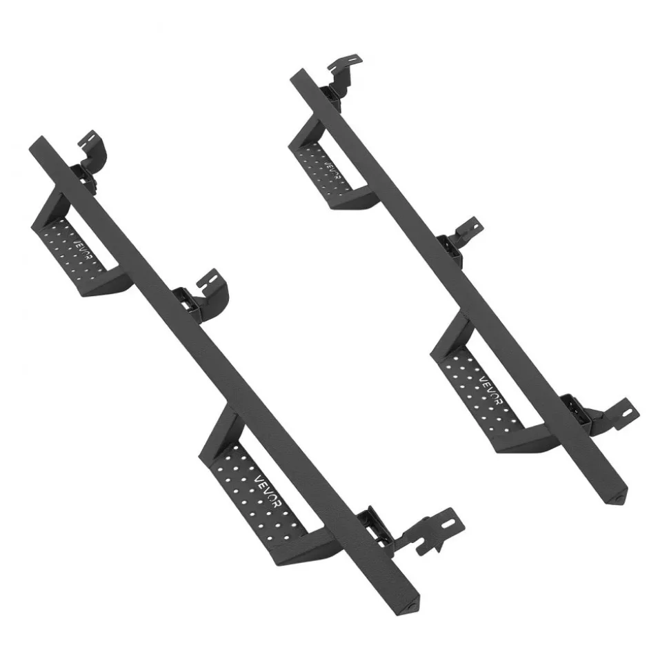 VEVOR Running Boards, 6 Inches Side Steps Compatible with 2007-2018 Jeep Wrangler JK 4 Door, Black Carbon Steel Nerf Bars, 550 lbs Load Capacity, Wide Non-Slip Hollow Surface with Rustproof Coating