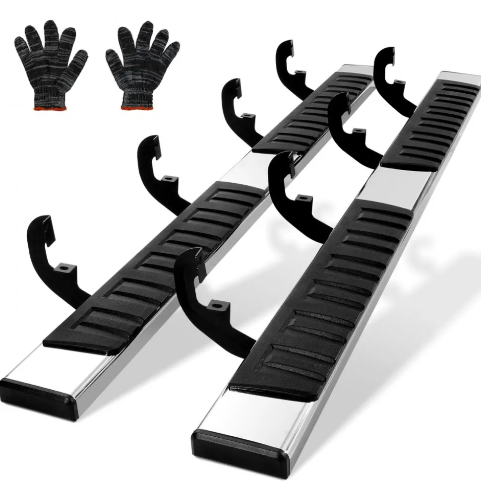 VEVOR Running Boards, 6" Step Bars Compatible with 2019-2023 Chevy Silverado/GMC Sierra 1500/2020-2024 Silverado/Sierra 2500/3500HD Crew Cab, 201 Stainless Steel Side Steps Nerf Bars, 500LBS, 2 Piece