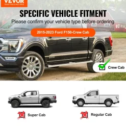 VEVOR Running Boards, 6" Step Bars Compatible with 2015-2023 Ford F150-Crew Cab/2017-2023 Ford F-250 F-350 Super Duty Crew Cab, 201 Stainless Steel Side Steps Nerf Bars, 500LBS Capacity, 2 Piece