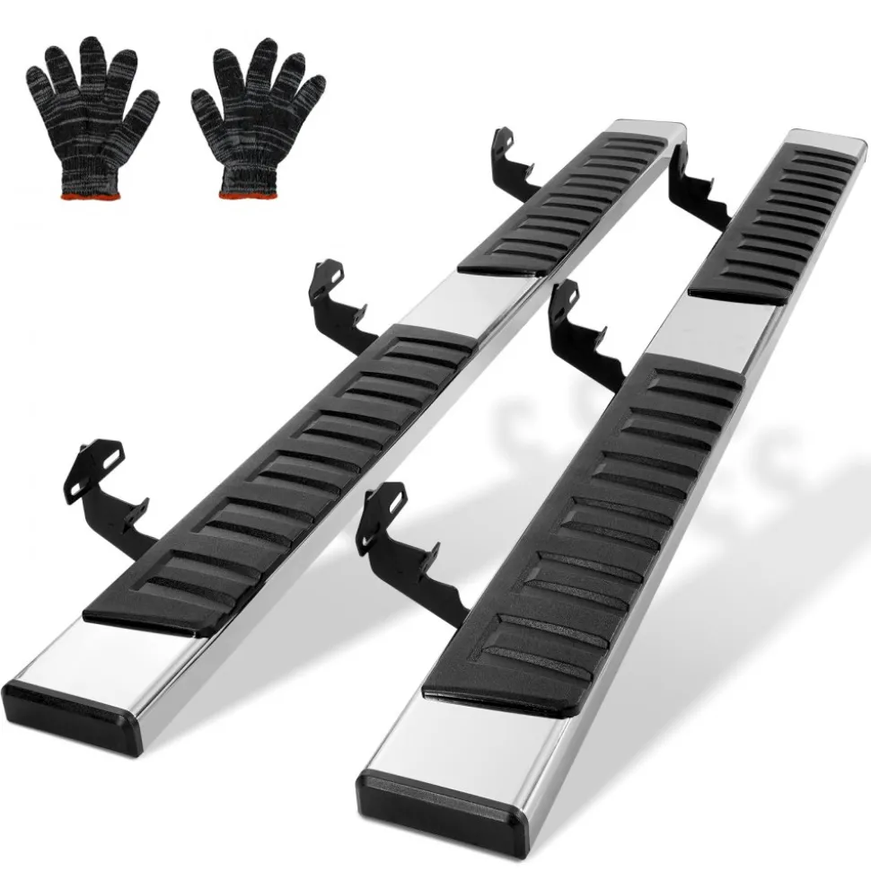 VEVOR Running Boards, 6" Step Bars Compatible with 2015-2023 Ford F150-Crew Cab/2017-2023 Ford F-250 F-350 Super Duty Crew Cab, 201 Stainless Steel Side Steps Nerf Bars, 500LBS Capacity, 2 Piece