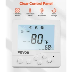 VEVOR RV Air Conditioner, 13500 BTU Non-Ducted Rooftop RV AC Unit, 65 dB Quiet Design, Including Air Distribution Box, Operation Panel and Installation Hardware, for Campers, Vans, Trailers, White