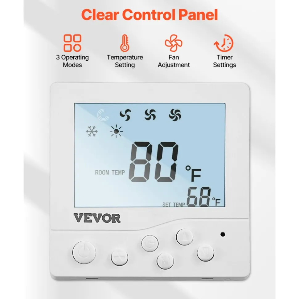 VEVOR RV Air Conditioner, 13500 BTU Non-Ducted Rooftop RV AC Unit, 65 dB Quiet Design, Including Air Distribution Box, Operation Panel and Installation Hardware, for Campers, Vans, Trailers, White