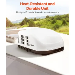 VEVOR RV Air Conditioner, 13500 BTU Non-Ducted Rooftop RV AC Unit, 65 dB Quiet Design, Including Air Distribution Box, Operation Panel and Installation Hardware, for Campers, Vans, Trailers, White