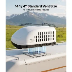 VEVOR RV Air Conditioner, 15000 BTU RV AC Unit, 120V Non-Ducted Rooftop Air Conditioner with Cooling and Heating, Four-Way Airflow, PTC Heating Module, Easy Install Quiet AC with Control Panel, White