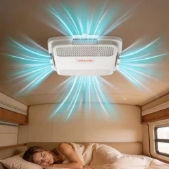 VEVOR RV Air Conditioner, 15000 BTU RV AC Unit, 120V Non-Ducted Rooftop Air Conditioner with Cooling and Heating, Four-Way Airflow, PTC Heating Module, Easy Install Quiet AC with Control Panel, White