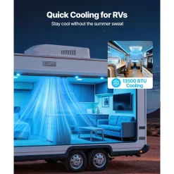 VEVOR RV Air Conditioner, 13500 BTU RV AC Unit, 120V Ducted Rooftop Air Conditioner with Variable Speed Compressor, Easy Install Quiet Cooling AC Unit with ADB Button Control and Remote Control, White