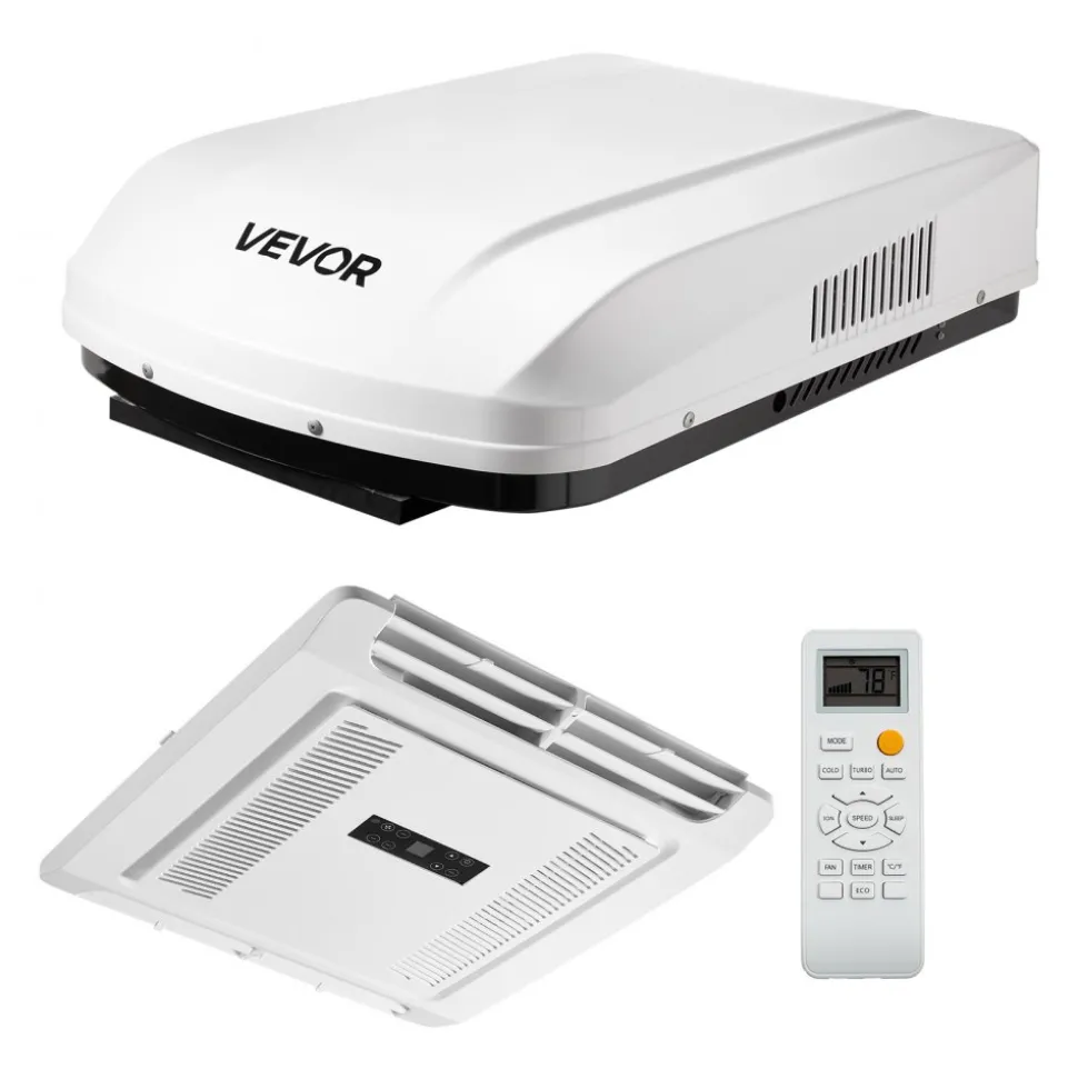 VEVOR RV Air Conditioner, 15000 BTU RV AC Unit, 120V Non-Ducted Rooftop Air Conditioner with Heat Pump and Cooling, Variable Speed Easy Install Quiet AC with ADB Button Control & Remote Control, White
