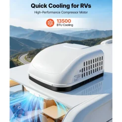 VEVOR RV Air Conditioner, 13500 BTU RV AC Unit, 120V Ducted or Non-Ducted Rooftop Air Conditioner with High-Performance Compressor Motor, Easy Install Quiet Cooling AC with Standard Vent Size, White