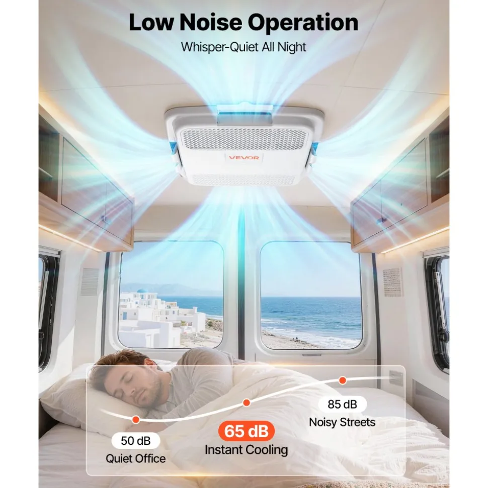 VEVOR RV Air Conditioner, 13500 BTU RV AC Unit, 120V Ducted or Non-Ducted Rooftop Air Conditioner with High-Performance Compressor Motor, Easy Install Quiet Cooling AC with Standard Vent Size, White