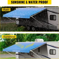 VEVOR RV Awning 16' Camper Awning Fabric, Trailer Awning Canopy Patio Camping Car Awning, Durable 15oz Vinyl Roller Tube for RV, Van, SUV, Patio Awning Replacement Ocean Blue Fade