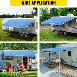 VEVOR RV Awning 17' Camper Awning Fabric, Trailer Awning Canopy Patio Camping Car Awning, Durable 15oz Vinyl Roller Tube for RV, Van, SUV, Patio Awning Replacement Ocean Blue Fade