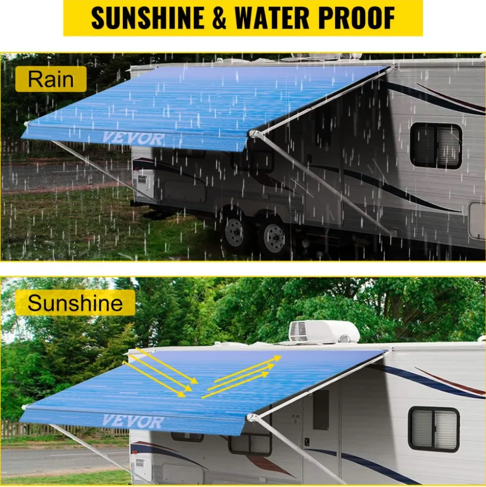 VEVOR RV Awning 18' Camper Awning Fabric, Trailer Awning Canopy Patio Camping Car Awning, Durable 15oz Vinyl Roller Tube for RV, Van, SUV, Patio Awning Replacement Ocean Blue Fade