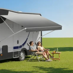 VEVOR RV Awning Fabric Replacement, 18' (Fabric 17'2") 18 oz Heavy-Duty Weatherproof Vinyl Camper Awning Replacement, UPF50+ Protection Waterproof Outdoor Canopy for RV, Motorhome, Trailer, Gray Fade