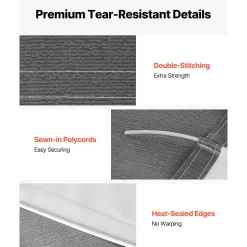 VEVOR RV Awning Fabric Replacement, 16' (Fabric 15'2") 18 oz Heavy-Duty Weatherproof Vinyl Camper Awning Replacement, UPF50+ Protection Waterproof Outdoor Canopy for RV, Motorhome, Trailer, Gray Fade