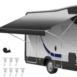 VEVOR RV Awning Fabric Replacement, 15' (Fabric 14'2") 18 oz Heavy-Duty Weatherproof Vinyl Camper Awning Replacement, UPF50+ Protection Waterproof Outdoor Canopy for RV, Motorhome, Trailer, Black Fade