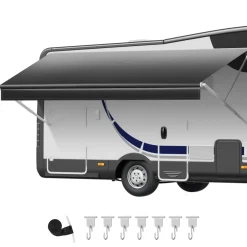 VEVOR RV Awning Fabric Replacement, 17' (Fabric 16'2") 18 oz Heavy-Duty Weatherproof Vinyl Camper Awning Replacement, UPF50+ Protection Waterproof Outdoor Canopy for RV, Motorhome, Trailer, Black Fade