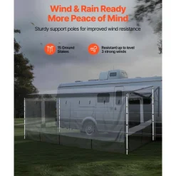 VEVOR RV Awning Sun Shade Room - Compatible with 18 -19 ft Awnings, RV Awning Sun Shading Room with Door & Ventilated Mesh Windows, Sunproof & Windproof Three-Sided Enclosure Tent for RV Camping