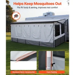 VEVOR RV Awning Sun Shade Room - Compatible with 18 -19 ft Awnings, RV Awning Sun Shading Room with Door & Ventilated Mesh Windows, Sunproof & Windproof Three-Sided Enclosure Tent for RV Camping
